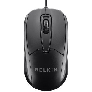 Belkin Wired USB Ergonomic Mouse with 4.9-Ft. Cord, Black