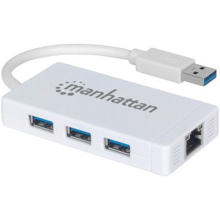 Manhattan 3-port USB 3.0 hub w/ gigabit Ethernet adapter