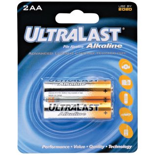 Ultralast ULA2AA AA Alkaline Batteries, 2 pk