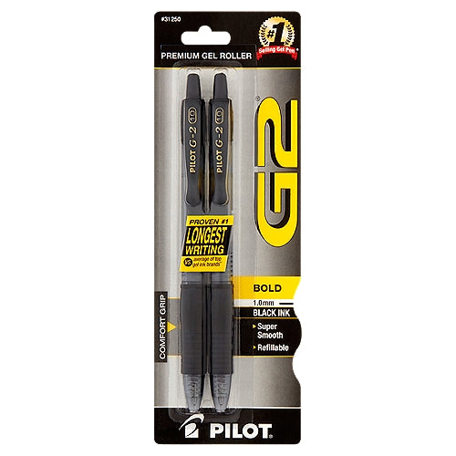 Pilot G2 Premium Retractable Gel Black Ink Pen 2/Pack