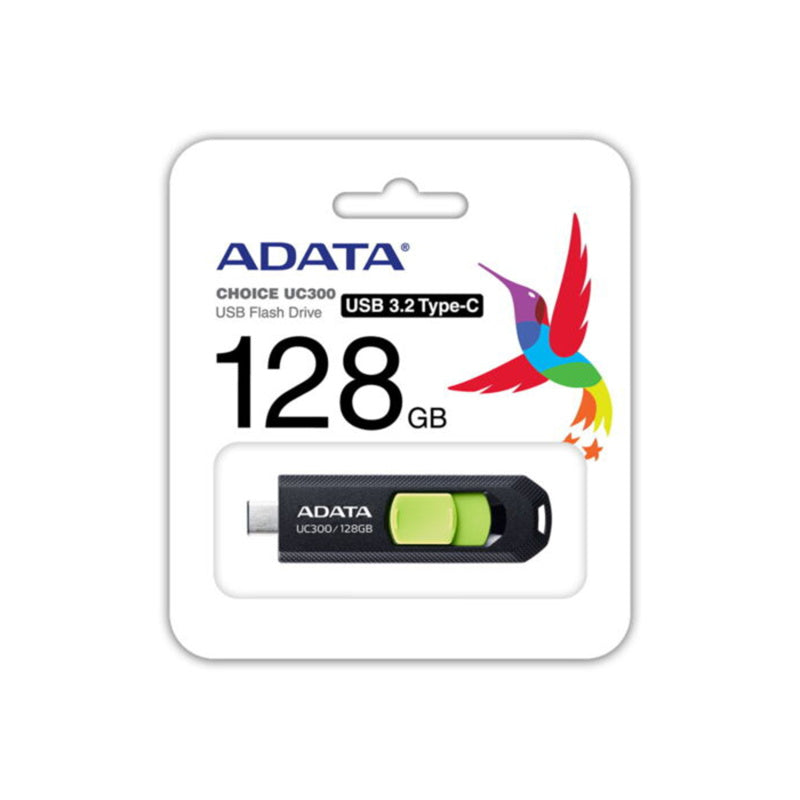 ADATA UC300 USB 3.2 / 128GB Type-C Flash Drive - Black / Green