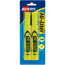 Avery Highlighter Chisel Point 2/PK Fluorescent Yellow