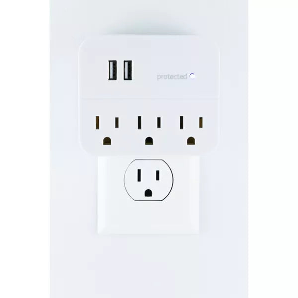 GE 3 Outlet 2 USB Port Surge Protector