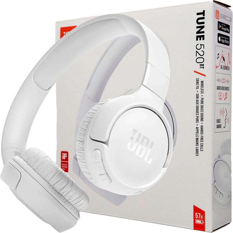 JBL TUNE 520bt WIRELESS BLUETOOTH HEADPHONES - WHITE