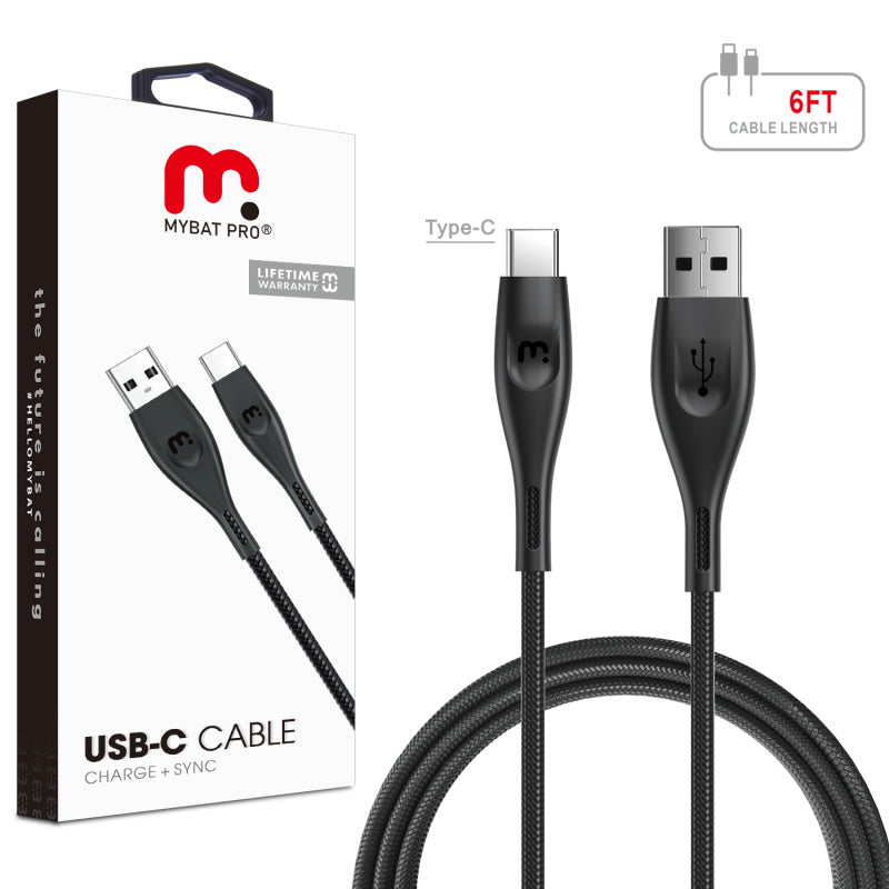 MyBat Pro USB to USB-C CHARGE AND Sync Cable - 3.3 FT - BLACK