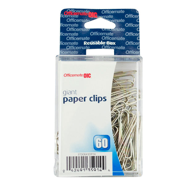 OfficeMate Giant Paper Clips, 60 clips