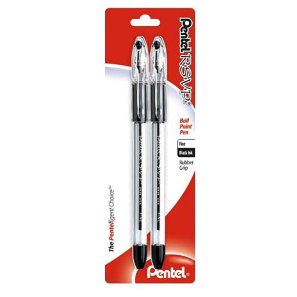 Pentel RSVP Ballpoint Pen 0.7MM FINE POINT BLACK 2-PACK (Copy)