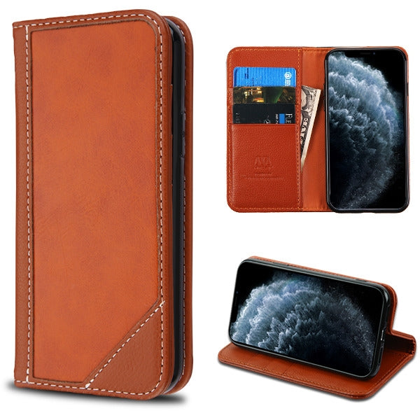 Phone 11 Pro -> Cases->MyBat Genuine Leather MyJacket Wallet for Apple iPhone 11 Pro - Brown