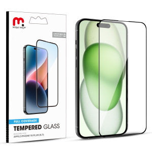 MyBat Pro Full Coverage Tempered Glass Screen Protector for Apple iPhone 15 Plus (6.7) - Black