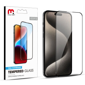 MyBat Pro Full Coverage Tempered Glass Screen Protector for Apple iPhone 15 Pro (6.1) - Black