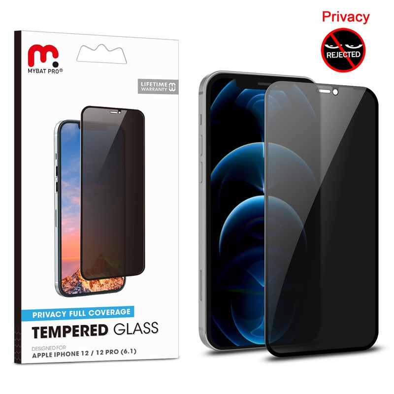 MyBat Pro Privacy Full Coverage Tempered Glass Screen Protector for Apple iPhone 12 Pro (6.1) / iPhone 12 (6.1) - Smoke