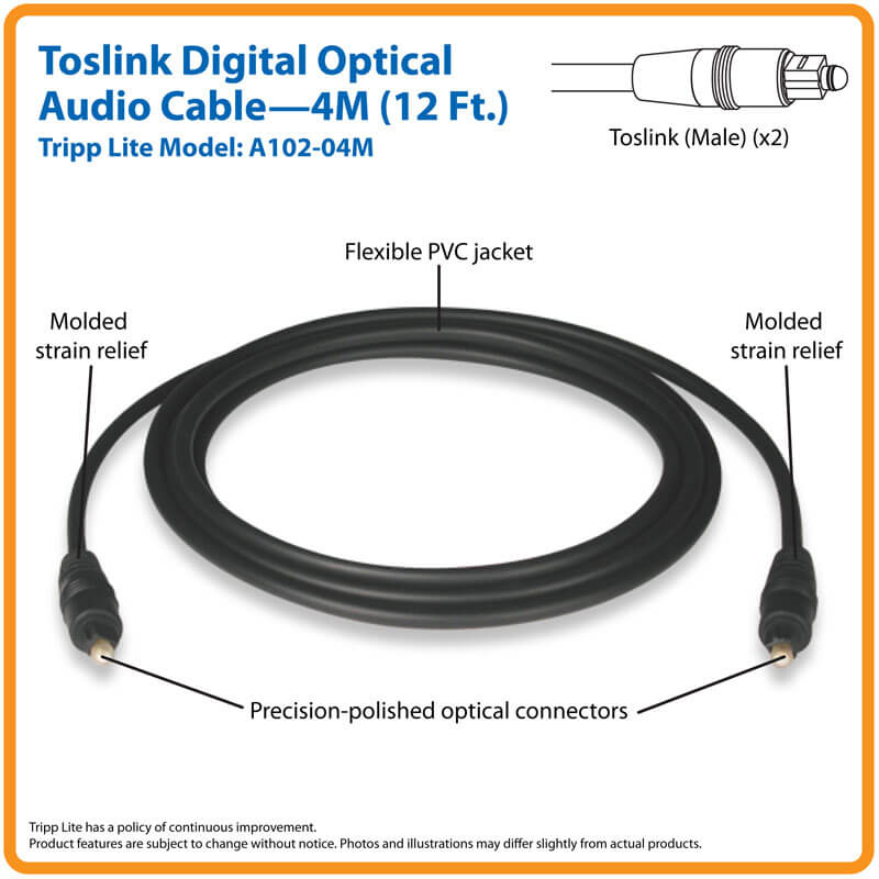 Tripp Lite TOSLINK® Digital Optical SPDIF Audio Cable (13ft)