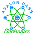 Avalon PASS Electronics store logo: a green atom with blue dots with various electronics product’s circling the nucleus 