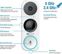 EZVIZ DB1 Smart video doorbell, Wi Fi connected, 180° Vertical FOV