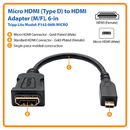 Tripp Lite 6-inch Micro HDMI to HDMI Adapter