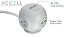Accell Power Cutie Compact Surge Protector with USB Charging Ports (White)