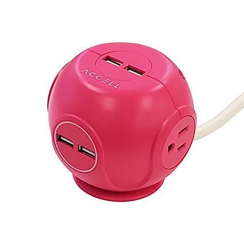 Accell Power Cutie Compact Surge Protector with USB Charging Ports (Red)