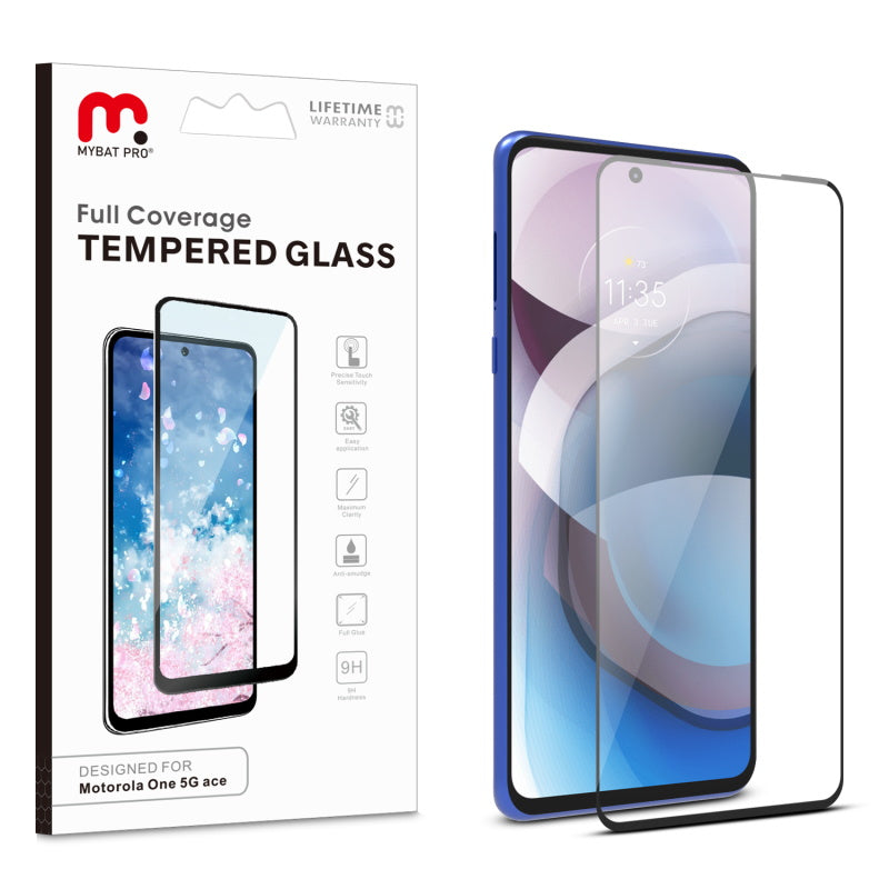 MyBat Pro Full Coverage Tempered Glass Screen Protector for Motorola One 5G Ace - Clear