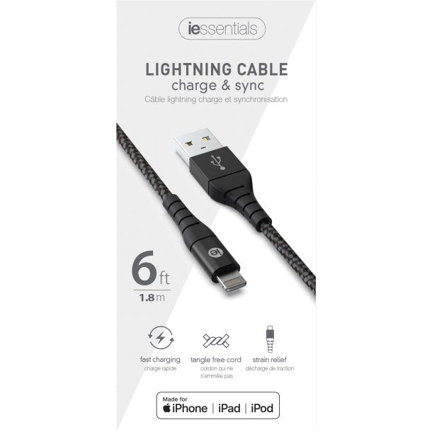 IESSENTIALS 6FT LIGHTNING BRAIDED CABLE