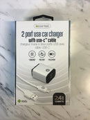 IESSENTIALS 2PORT USB WALL CHARGER W/ USB-C CABLE