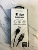 iEssentials Charge & Sync Braided Micro USB to USB Cable, 6ft (Black)