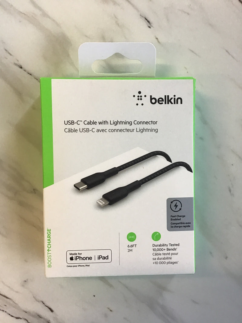 BELKIN USB-C CABLE TO LIGHTNING CONNECTOR 6.6ft black